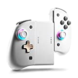 binbok Joy Pad Controller for Switch/Switch OLED, Wireless Joy Con Switch Controller 8 Colors Adjustable LED Joypad Controller with Back Map Button/Turbo/Motion Control (White&Grey)