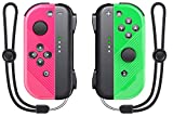 Joy Pad Controller Replacement for Switch/Switch Lite, Vivefox L/R Wireless Joy Pad with Wrist Strap, Alternatives Joy Controller Gamepad, Wired/Wireless Switch Remotes - Neon Pink/Green