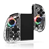 binbok Joy Con Controller for Switch/Switch OLED, Wireless Switch Controllers(L/R) with 8 LED Colors, Joy Pad Replacement for Switch Lite, Switch Joycon with Motion Control/ Map Button (Transparent)