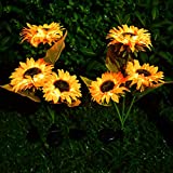 Sunflower Solar Lights - SUWEAZC 2 Pack Upgraded Solar Garden Lights LED with 6 Sunflowers Outdoor Waterproof Decorative for Patio Lawn Yard Pathway