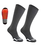 Thickened Winter Heated Socks Women, 2200Mah Rechargeable Electric Socks, Adjustable Temperature Electric Foot Warmer, ski Heating Sock , Suitable for Skiing, Fishing, Cycling, Girl Grey(35-39)
