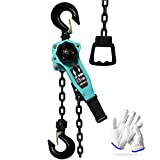 Pachletool Lever Chain Hoist Come Along 1650 LBS 5 FT Load, Manual Block Chain Ratchet Puller Hoist with Portable Hooks for Workshop Building Warehouse Garages Lift Puller