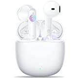 Wireless Headphones，Wireless Earbuds Bluetooth with 4 Mic AI Call Noise Cancelling Earphones Wireless bluetooth with 36h Playtime Type-C IPX6 Smart Touch Mini buds Volume+- with Fitness/Study White