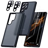 【5-in-1】Humixx Shockproof for Samsung Galaxy S23 Ultra Case, 2X Soft Screen Protector + 2X Lens Protector [Military-Grade Drop Protection] Translucent Matte Slim Case for Galaxy S23 Ultra 6.8\