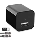 Asani Hidden Spy Camera USB Charger, Office & Home Security Nanny Cam with SD Card Surge Protection, Motion Detection, Full HD Video, Connects to Smartphone, Secret Camera for Elderly Parents, Pets