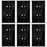 20 Amp GFCI Outlet with Decorative Wall Plates, 6 Pack, 20A/125V 5-20R, Black Tamper-Resistant GFI Receptacle Set, ETL Listed Ground Fault Circuit Interrupter with Easy-Install Color-Matched Plates