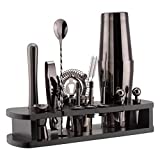 Cocktail Shaker Set Bartender Kit - 24-Piece Home Bartending Kit with Stand and Recipe Booklet - Includes Cocktail Mixer, Corkscrew, Hawthorne Strainer, Double Jigger and More Bartender Tools