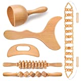 JUANWAN 6 in 1 Wood Therapy Massage Tools - Wooden Massage Tool Professional Maderoterapia Kit Wooden Massager Body Sculpting Tools for Muscle Pain Relief, Anti-Cellulite, Body Contouring and Shaping