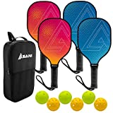 Pickle Ball Paddle Set of 4 - Pickleball Set with 4 Paddles, 6 Balls, and 1 Carry Bag - 7-Ply Basswood Pickleball Paddles with Durable Edge Guard - Equipment for Beginners and Intermediates