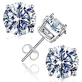Moissanite Stud Earrings 0.6-4ct, D Color VVS1 Round Cut Lab Created Diamond Earrings In 925 Sterling Silver With 18k White Gold Plated,Moissanite Earrings For Women and Men (1 carats)